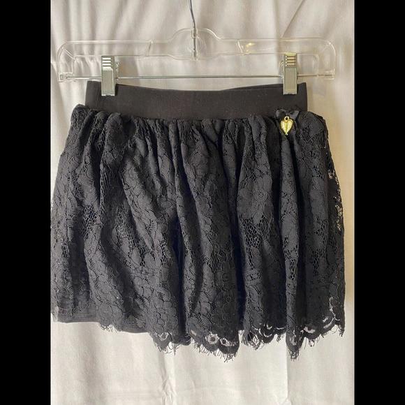 Angels Other - Angel’s Face Girls Black Lace Skirt W/ Gold Charm EUC Retail $120 Size 8-9